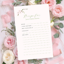 Tarjeta de receta de ducha de novia floral rosa Ru