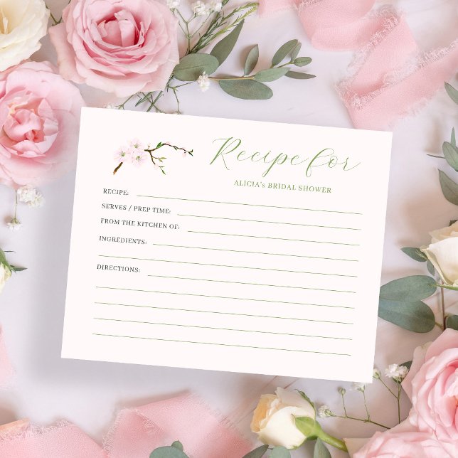 Tarjeta de receta de ducha de novia floral rosa Ru (Subido por el creador)