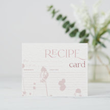 Tarjeta de receta de ducha de novia floral rosa Ru