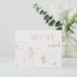 Tarjeta de receta de ducha de novia floral rosa Ru