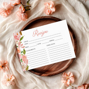 Tarjeta de Receta de Ducha de Novia Floral Rubor R