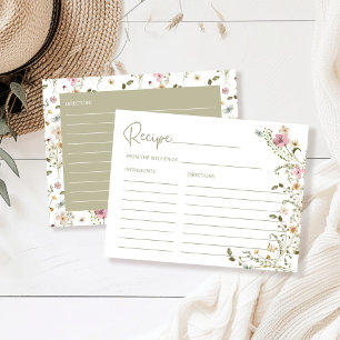 Tarjeta de receta de ducha de novia floral silvest