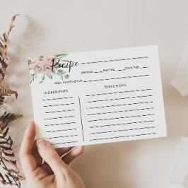 Tarjeta de receta de ducha de novia floral verde r