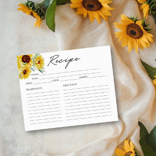 Tarjeta de Receta de Ducha de Novia Girasoles Chic