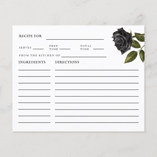 Tarjeta de receta de ducha de novia gótica (Anverso)