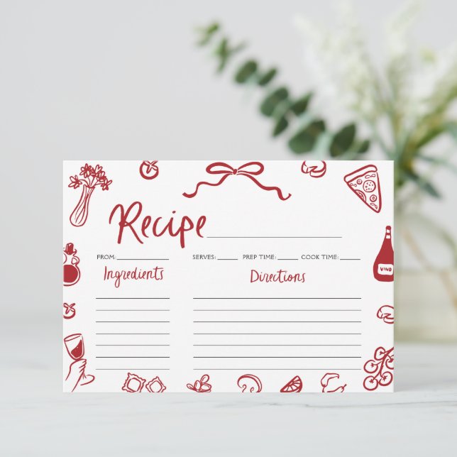 Tarjeta de receta de ducha de novia italiana con m (Anverso de pie)