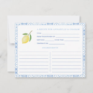 Tarjeta de receta de ducha de novia mediterránea m