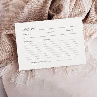 Tarjeta de receta de ducha de novia Minimalista de