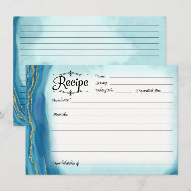 Tarjeta de receta de ducha de novia moderna Geode  (Anverso / Reverso)