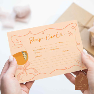Tarjeta de receta de ducha de novia naranja First 