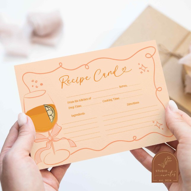 Tarjeta de receta de ducha de novia naranja First  (Subido por el creador)