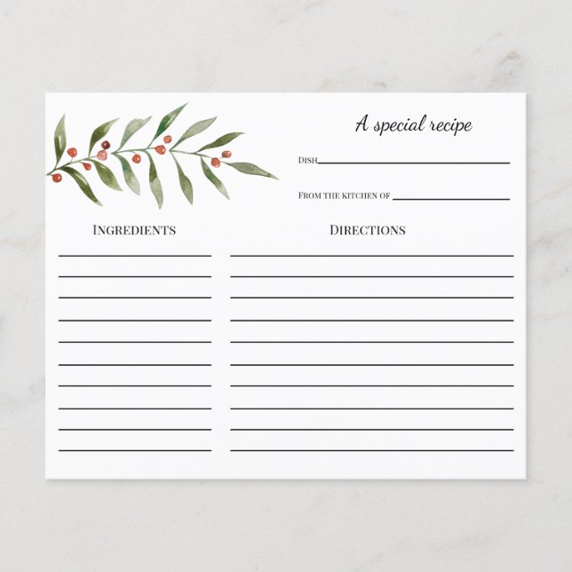 Tarjeta de receta de ducha de novia para la vegeta (Anverso)