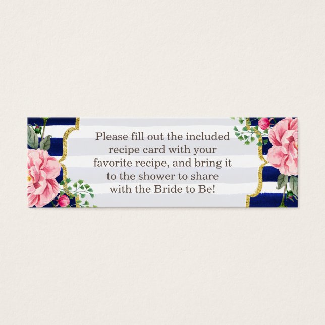 Tarjeta de receta de ducha de novia Poema Floral N (Frente)