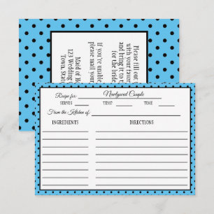 Tarjeta de receta de ducha de novia Polka Dot Blue
