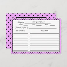 Tarjeta de receta de ducha de novia Polka Dot Lave