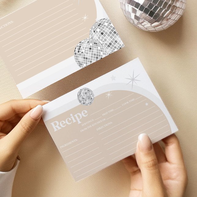 TARJETA DE RECETA DE ducha de novia retro de plata (Subido por el creador)