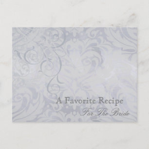 Tarjeta de receta de ducha de novia rococó platead