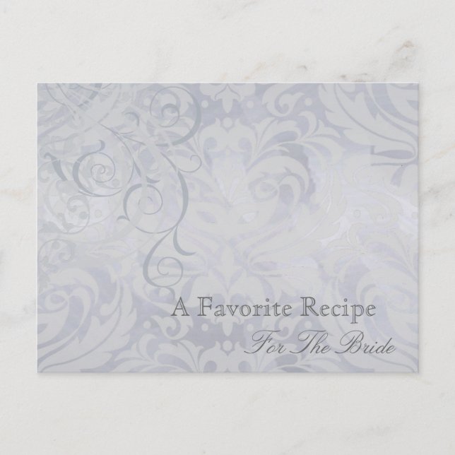 Tarjeta de receta de ducha de novia rococó platead (Anverso)