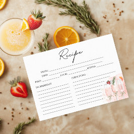 Tarjeta de receta de ducha de novia rosa Mimosa