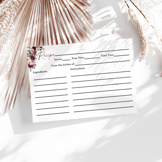 Tarjeta de receta de ducha de novia rosa Rubor de  (Subido por el creador)