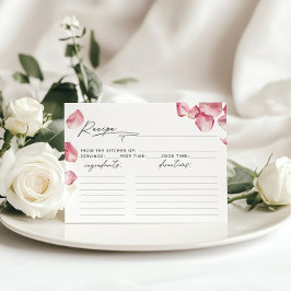 Tarjeta de receta de ducha de novia rosa y petino 