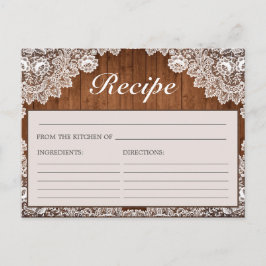 Tarjeta de receta de ducha de novia rústica de mad