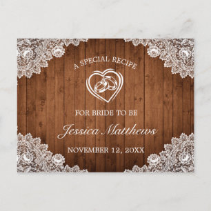 Tarjeta de receta de ducha de novia rústica de mad