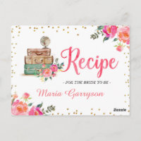 Tarjeta de receta de ducha de novia temática de vi