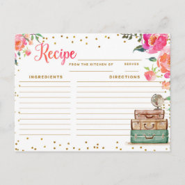 Tarjeta de receta de ducha de novia temática de vi