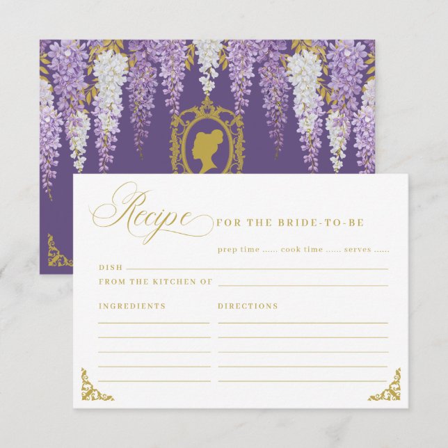 Tarjeta de receta de ducha de novia violeta (Anverso / Reverso)