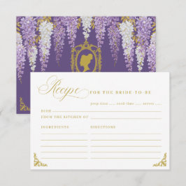 Tarjeta de receta de ducha de novia violeta