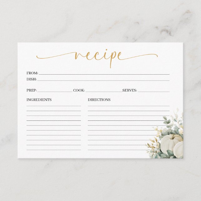Tarjeta De Receta De Ducha De Novias Para Caer En  (Anverso)