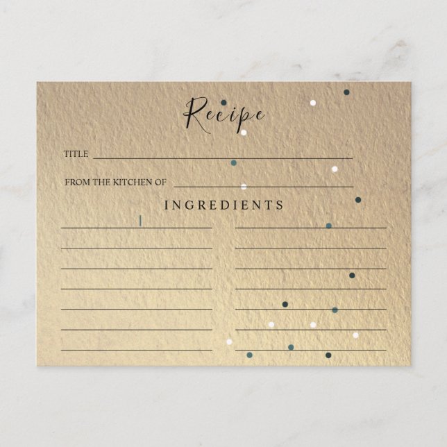 Tarjeta de receta de ducha de purpurina Boda (Anverso)