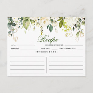 Tarjeta de Receta de Ducha Floral de Marfil con Ro
