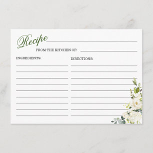Tarjeta de Receta de Ducha Floral de Marfil con Ro