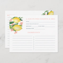 Tarjeta de receta de ducha Lemons Soft Pink Text F
