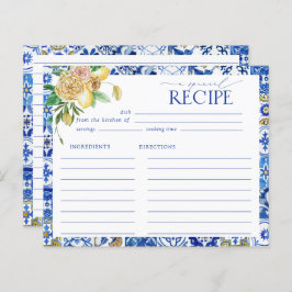 Tarjeta de receta de ducha mediterránea de limón d