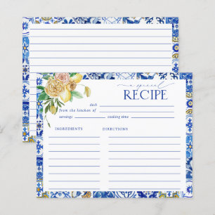 Tarjeta de receta de ducha mediterránea de limón d