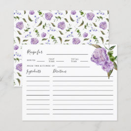 Tarjeta de Receta de Ducha Morada Floral Bridal