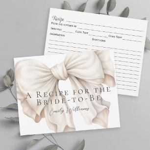 Tarjeta de receta de ducha nupcial con lazo blanco