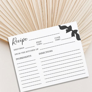 Tarjeta de receta de ducha nupcial con lazo negro