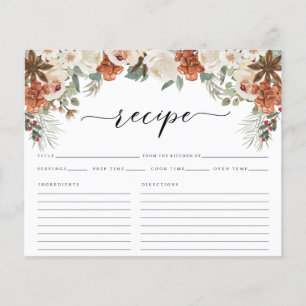 Tarjeta de receta de ducha nupcial de color de inv