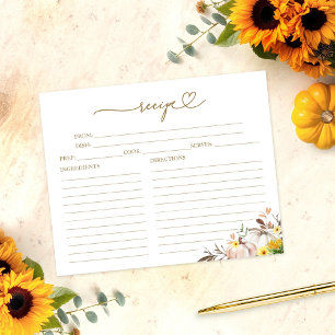 Tarjeta de receta de ducha nupcial de girasol y ca