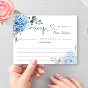 Tarjeta de receta de ducha nupcial de hortensia az