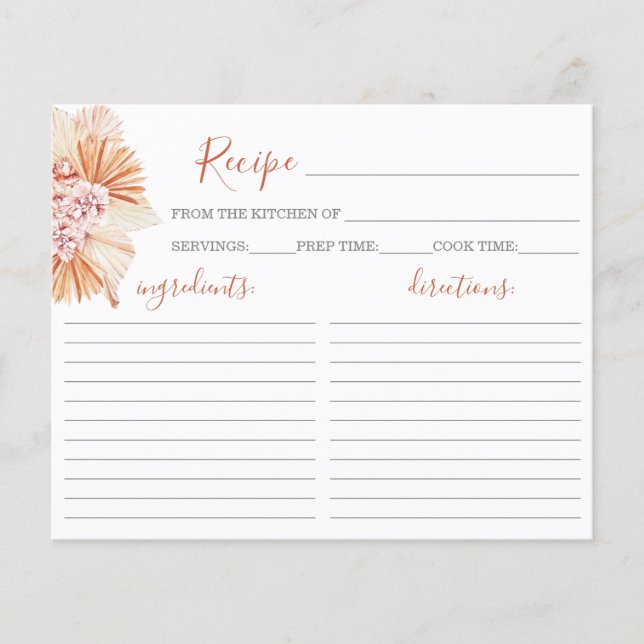 Tarjeta de receta de ducha nupcial de terracota bo (Anverso)