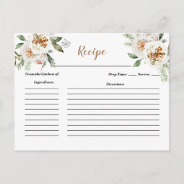 Tarjeta de receta de ducha nupcial floral blanca d