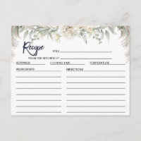 Tarjeta de receta de ducha nupcial floral boho bla
