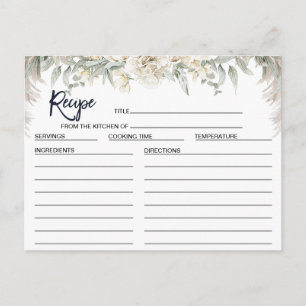 Tarjeta de receta de ducha nupcial floral boho bla