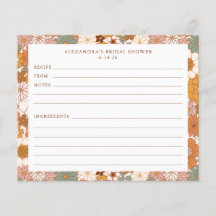 Tarjeta de receta de ducha nupcial floral boho de