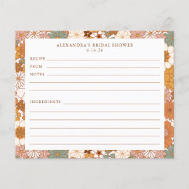 Tarjeta de receta de ducha nupcial floral boho de